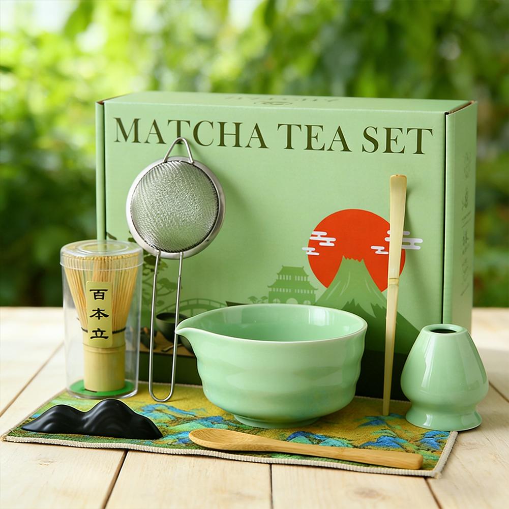 Bamboo Whisk Chasen - Authentisches japanisches Matcha-Tee-Set: Keramik-Matcha-Schale mit Bambusbesen,