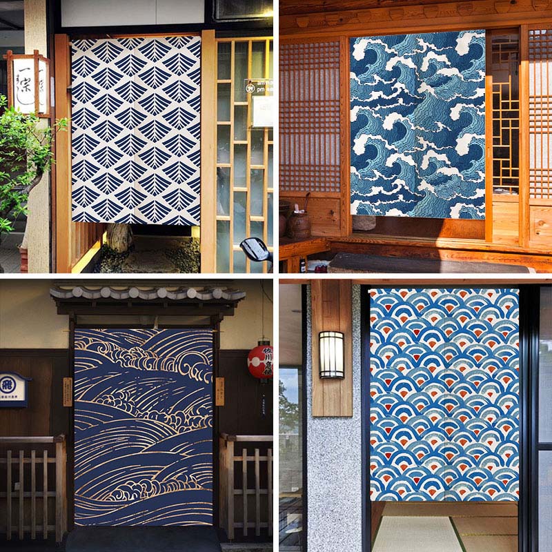 Noren Curtain Doorway - Wellen Textur japanische Noren Tür Vorhänge