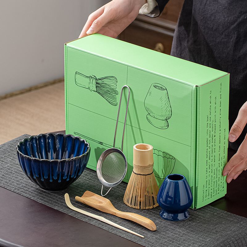 Bamboo Whisk Chasen - 6-teiliges Set japanisches Matcha-Schneebesen-Set (Chasen), handgefertigte