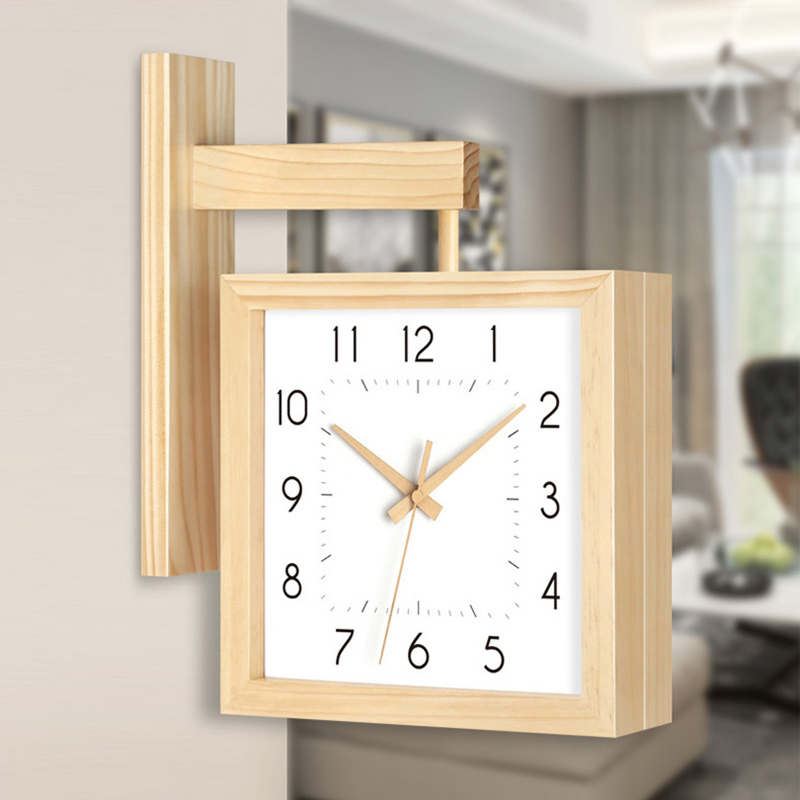 Japanese Living Lifestyle - Holz Doppelseitige Wanduhren Stille Ecke Wanduhr