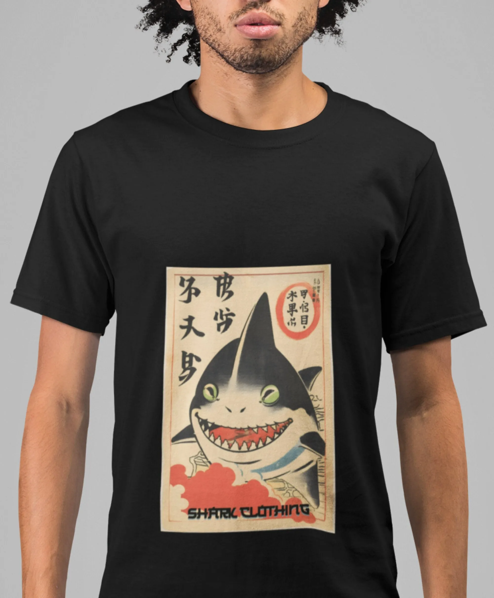 Japanese Lifestyle Gifts - Japanisches Hai-T-Shirt aus schwerer Baumwolle im