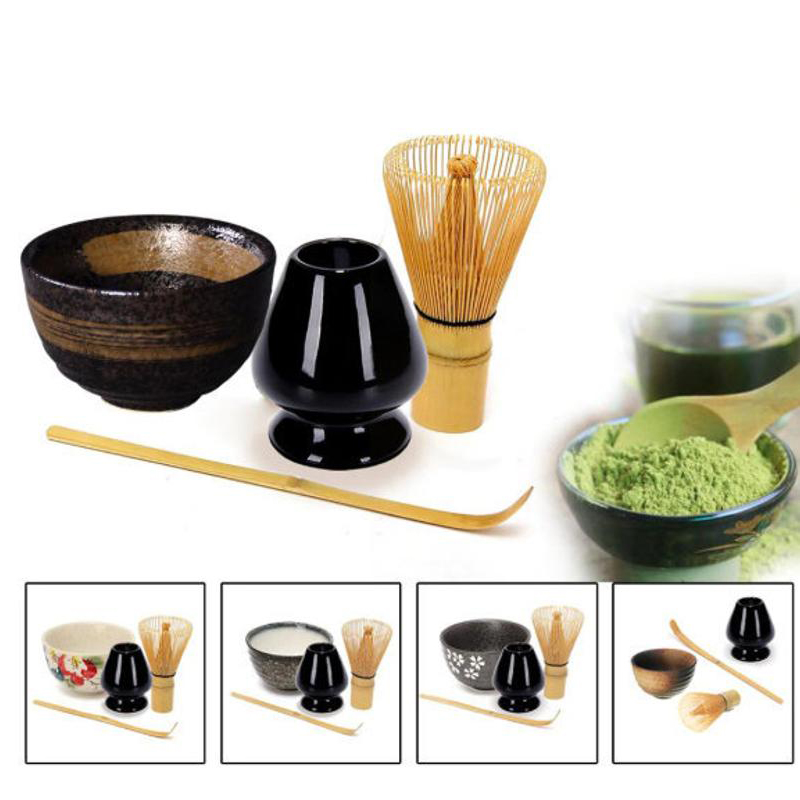 Bamboo Whisk Chasen - Beliebtestes Traditionelles Matcha-Set: Schale, Besen, Schaufel,