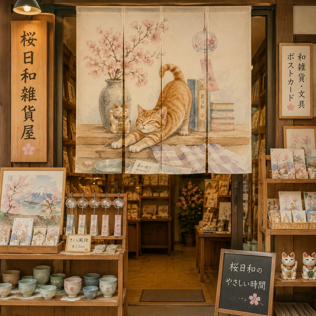 Japanischer Katzen-Sakura-Nore – Noren Curtain Doorway Bewertung und Preis